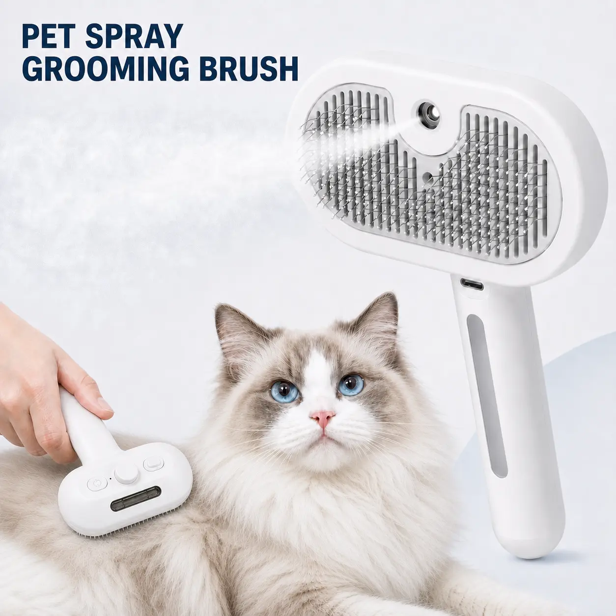 Universal Size Pet Grooming Fine Mist Brush Tool for Cats & Dogs - Comfortable Deshedding, Effective Hair Control, Flying Fur Prevention