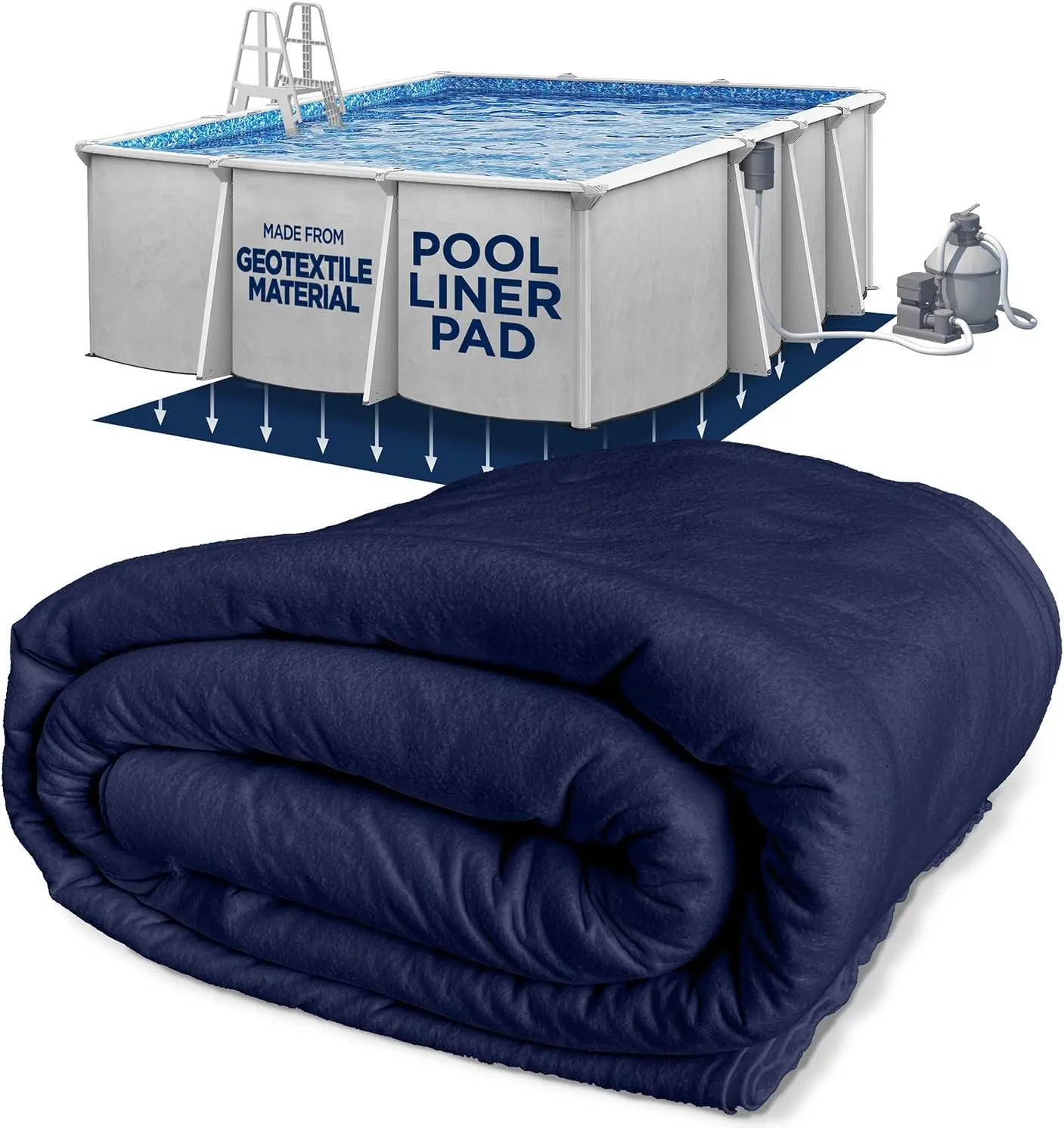 12-Foot-by-24-Foot Rectangle Pool Liner Pad for Above Ground Pools - Rectangle Pool Pad, Under Pool Mat, Puncture Protection, Extend Liner Life, Durable Geotextile Material