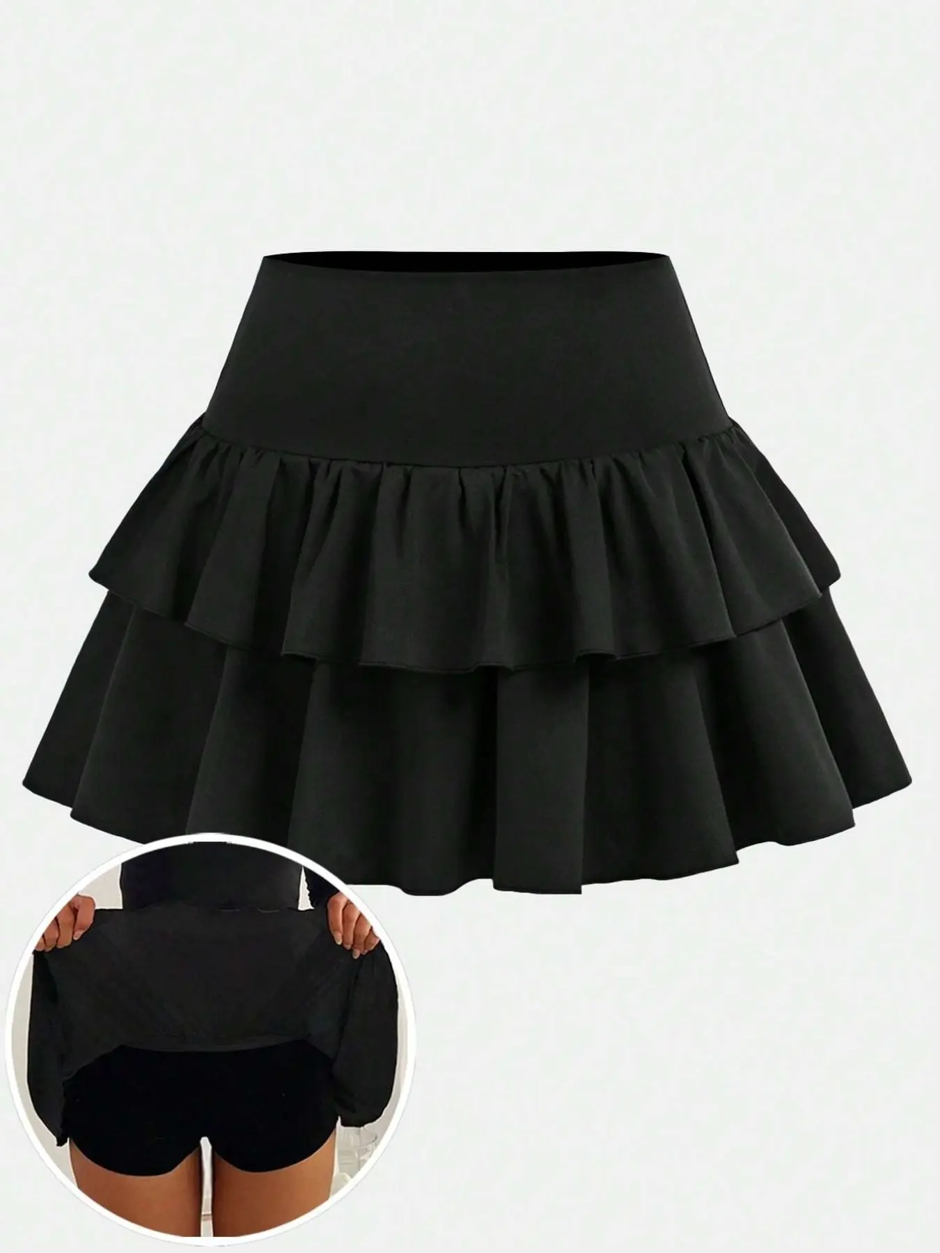 Women's Casual Layered Ruffle A-Line Skirt Pants, Perfect for Spring Summer Outdoors, Parties, Travel, Vacation, Versatile Skirt Pants Fashion Casual Skirt
