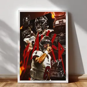 Baker Mayfield Poster Football Sports Art Print. Football Game Day Paper Poster, Man Cave Decor, Sports Fan Room Decor, Gift for Football Lovers. No Framed