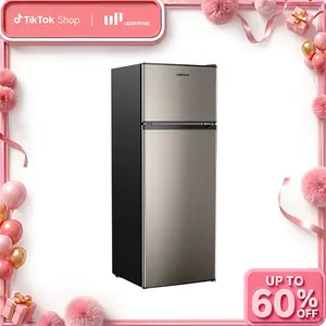 Upstreman mini fridges 7.7 Cu.Ft. Refrigerator with Freezer Double Door Fridge Adjustable Temperature Thermostat Large Capacity Reversible Door Swing Energy-Efficient Compact Mini for Apartment Office Dorm BD75/SD75 Home Appliance
