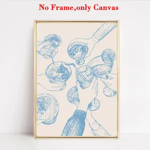 1 PC, wall art, kitchen poster, great bar cart decor, cheers print, light blue wall art, beautiful bar cart print, stylish wall art, Vintage wall art, bar cart art, restaurant decor, living room decor, Wall Art Decoration, unframed