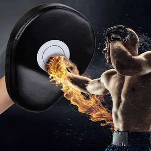 Professional PU Curved Punch Mitts for Boxing and Karate Training, Shock Absorbing Hand Pads for Muay Thai and Taekwondo, 8-9 Inch Diameter, Boxing Equipment