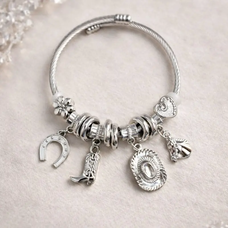 Stainless Steel Western Charm Bracelet Non Tarnish Waterproof