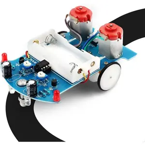 Line Following Robot Car Kit, Beginners Smart Car Soldering Practice Kit Educational Electronics Soldering Projects for School and Home Learning