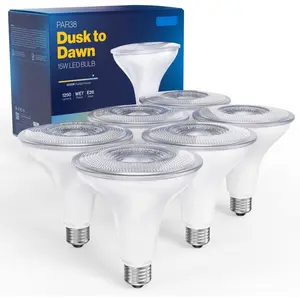 6 Pack Outdoor LED Flood Light,  PAR38  Bulb, 1250 LM, 120W Equivalent 15W, Exterior, Wet-Rated, 6000K  Deluxe, E26 Base, UL