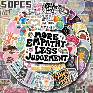 50PCS Social Justice Aesthetic Stickers Pack, Activism & Equality Illustration Vinyl Stickers for Scrapbooking, Journal, Planner, Album, Laptop, Water Bottle, Phone Case, DIY Craft Decoration, Gift Wrapping, Envelope Seals, Packaging Labels