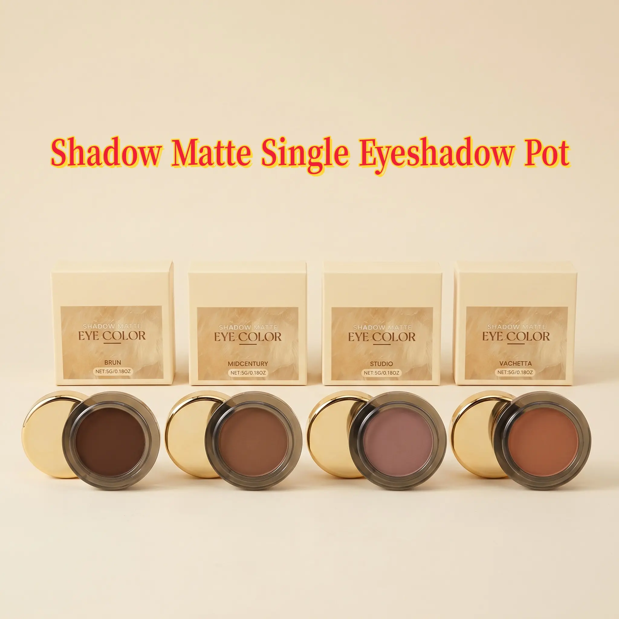 Matte Single Eyeshadow, High-Pigment Blendable Pressed Powder in Neutral Tones, Cruelty-Free Makeup for Sensitive Eyes & Adults, 5g / 0.18oz