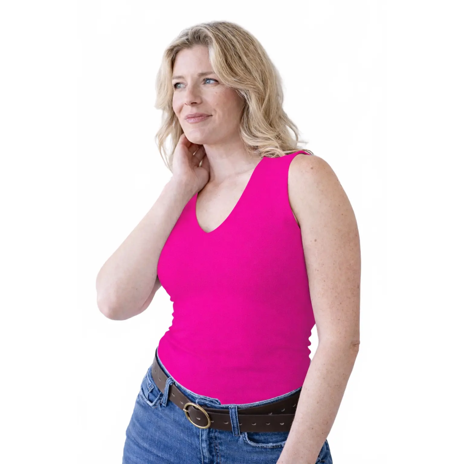 Women's Wrinkle-Free Sleeveless V-Neck Top | UPF 50+ Moisture-Wicking Summer Travel Tank | Tracey