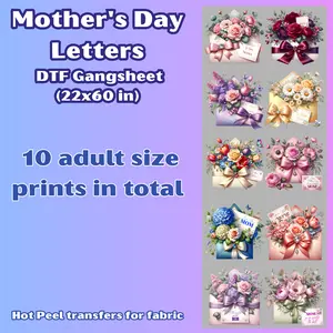 G49 Mother's Day Letters DTF Gang Sheet for Playera/Shirts