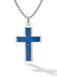 RTZN Lapis Lazuli Cross Pendant Necklace for Men