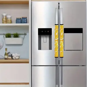 2pcs 4.7x15.7 inch Bright Lemon Slice Pattern Kitchen Appliance Handle Covers | Removable and Reusable Protective Covers for Refrigerator/Dishwasher/Microwave/Oven.  Home Decor, Holiday Gift, Household Items. 2.07LYY-4