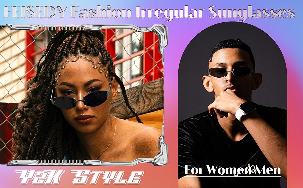 FEISEDY Retro Oval Sunglasses Women Men Fashion Designer Cosplay Glasses Halloween Party Accessories B2376