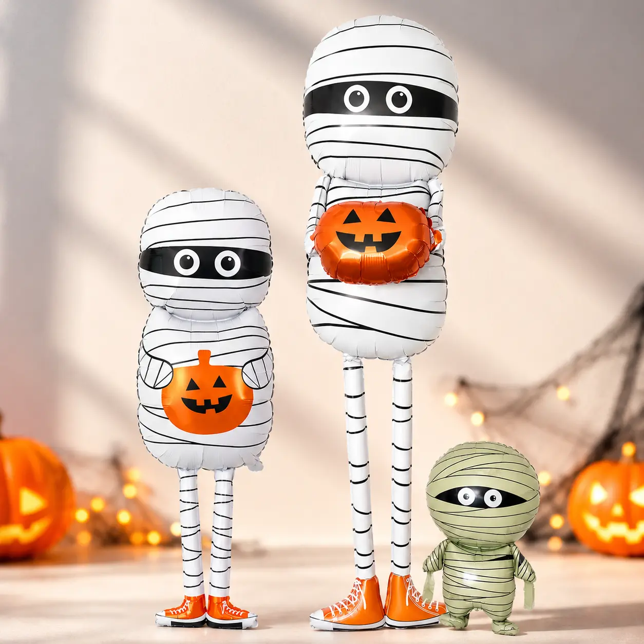 2pcs/4pcs Halloween Inflatable Mummy Decorations with Pumpkin, Cute Blow Up Mummy Halloween Decor, Outdoor Indoor Halloween Decorations for Front Yard, Porch, Lawn, Garden, Party