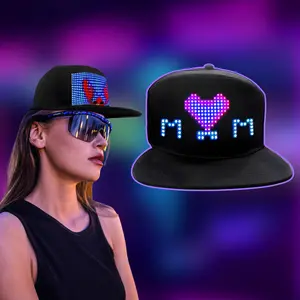 LED Trucker Hat Baseball Cap, LED Display Screen Smart Caps,Bluetooth APP Control,Custom Text, Patterns, Animations for Party Christmas Halloween Unisex Breathable Mesh Side Durable