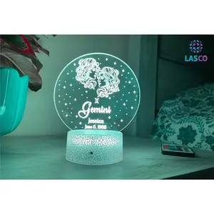Gemini Zodiac Sign Personalized Acrylic Night Light