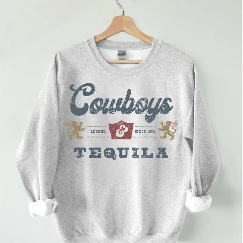 Cowboys and Tequila Sweatshirt, Western Shirt, Barbecue Party Sweatshirt, Cricut & Silhouette
