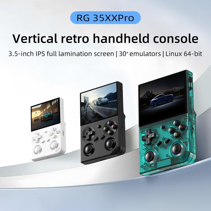 ANBERNIC RG 35XXPro Handheld Game Console Linux 64-bit System Battery 3200mAH RG35XXPro 3.5 inch Gaming Consoles Support online multiplayer via WiFi Anniversary Gifts Transparent Teal Protection