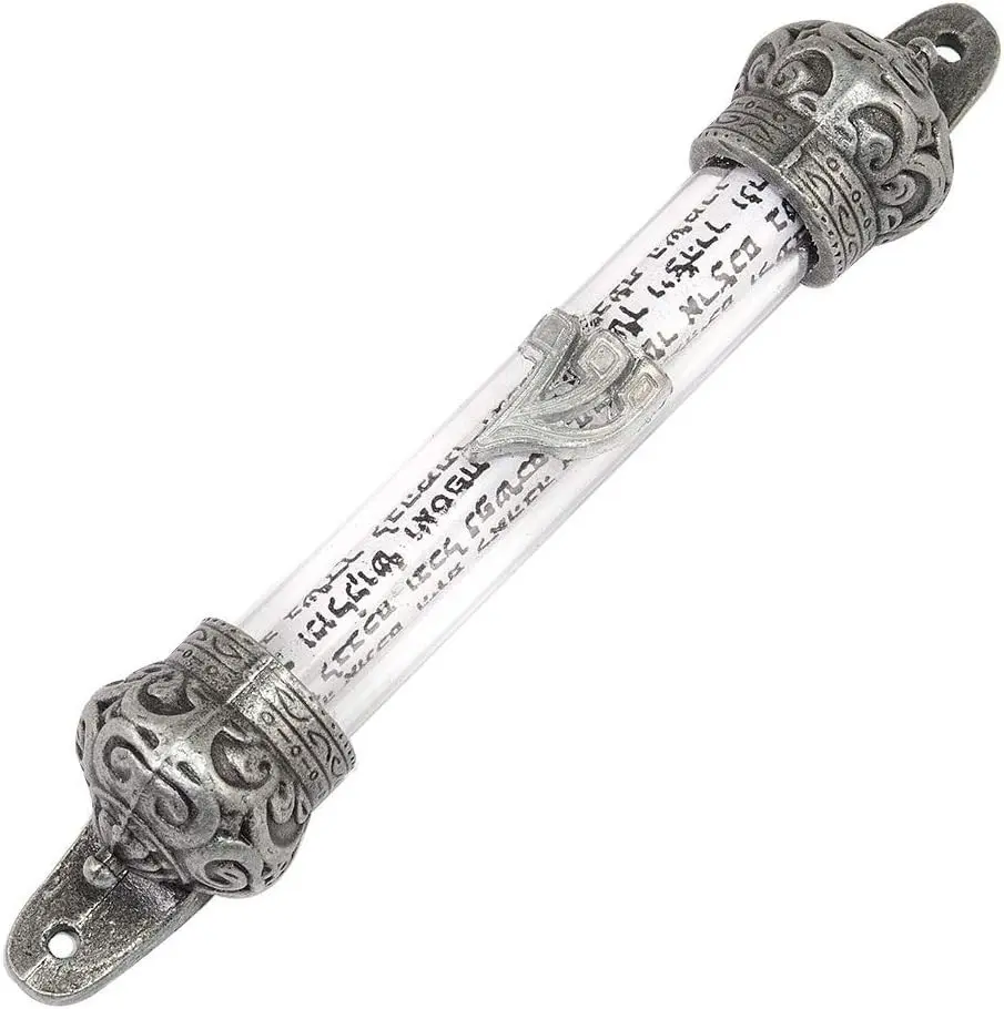 Crown Cover 5 inch Mezuzah & Scroll, Silver/Red Bronze/Gold Plated, Judaica Israel Gift Jewish Door Mezuza from Jerusalem (Pewter Crown)