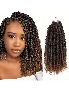 3packs 12inch/30.48cm Women's Passion Twist Crochet Hair Extensions - Pre-Twisted, High-Temp Synthetic Fibers with Curly Ends, Versatile for All Ethnicities