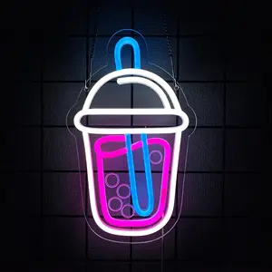 Bubble Tea Neon Sign for Wall Decor Milk Tea Neon Light Drink Display LED Light Neon Sign for Milk Tea Shop Coffee Shop Restaurant Hotel Bar Decoration USB Powered Easy to Hanging.
