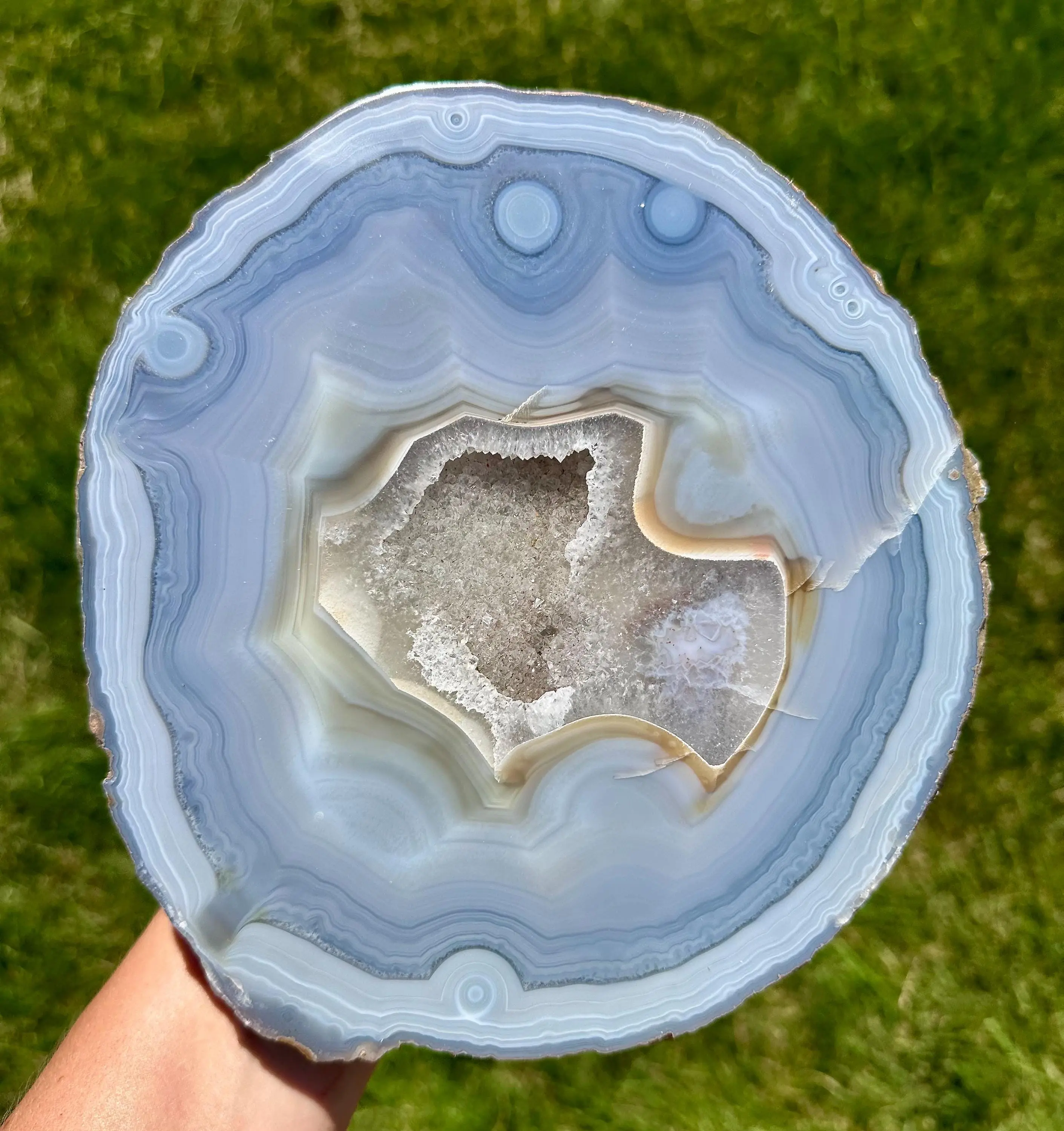 Light Blue Agate Slab with Quartz Center - Front Polished - No.75