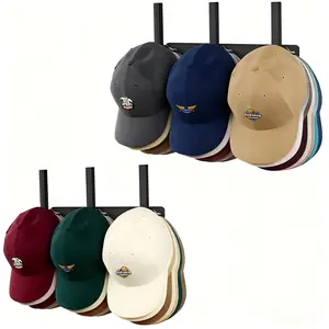 Hat Rack 2 Packs, Removable Long Row Hat Racks for Baseball Caps Wall, Holds 30 hats, 2 Mounting Options Hat Organizer, Space Saving Hat Rack for Wall, Hat Hanger for Door, Room, Closet (Black)