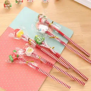 10/20pcs Wood Pencils with Erasers - HB Graphite-Free Pencils, Christmas Themed (Santa, Snowman, Candy Cane Stripes) - Bulk Supplies for, Stocking Stuffers, Holiday Party Favors & Classroom Gifts