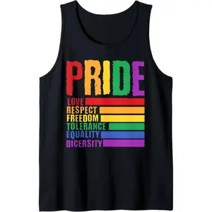 LGBT Pride Love Respect Equality Tolerance Pride LGBTQ Tank Top Men'S Tank Top Trendy Casual Tops Soft Fabric