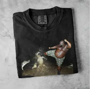 Black Guy Kicking Crocodile Tshirt, Funny Meme Shirt Comfort Colors