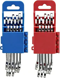 20-Piece Mini Wrench Set, Small SAE & Metric Combination Wrenches, Micro & Thin, With Organizer, Red & Blue, Ignition Wrenches