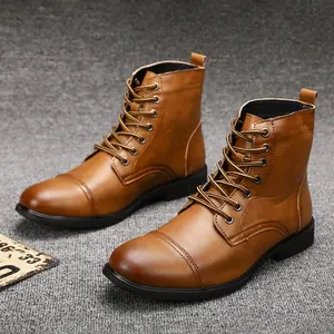 Men'S Lightweight Non-Slip Retro Oxford Boots - Lace-Up Ankle Boots with Cushioned EVA Insole, All-Season Faux Cover-like Brown Boots for Formal & Casual Attire - Non-Slip Rubber Outsole for Everyday & Special Events, Versatile Footwear, Cl