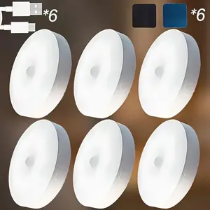 USB Rechargeable LED Motion Sensor Functionality Night Light, Magnetic Installation Under Cabinet Lighting, Wireless Wall Lighting for Kitchen Counters & Stairs, Round Night Lamps, Multifunctional Ambient Lights, Usb Powered Lamp
