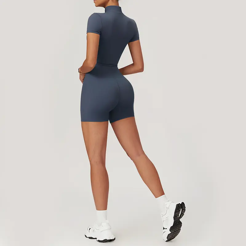 NVWA-Women's jumpsuit, zipper high elastic jumpsuit, comfortable, soft and breathable, abdominal elastic suitable for yoga fitness, sports jumpsuit Sculpted Impact Shorts Set