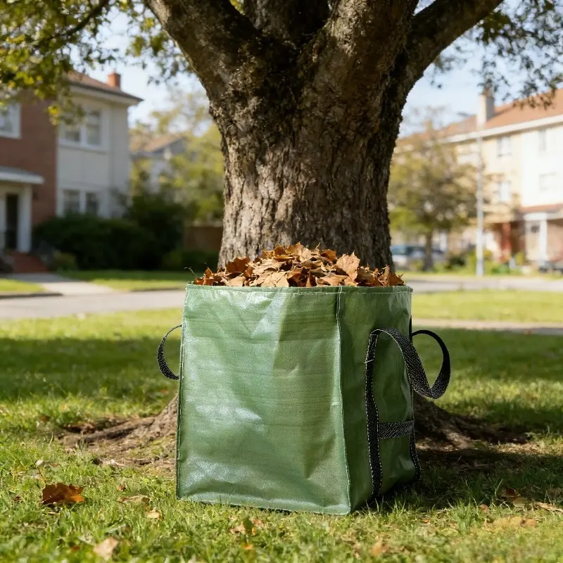 60 * 60 * 70 Cm Large Capacity Square Garden Leaf Collection Bag, Garden Plants Waterproof Weaving Garbage Storage Bag