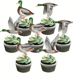 24 Pcs Hunting Party Decorations, Mallard Duck Cupcake Toppers, Birthday Party Supplies