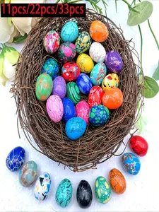 11/22/33pcs Turquoise Egg Shape Home Decor Chakra Mineral Specimen Craft Ornament, Jewelry Additions, Easter, Ramadan, Christmas Gifts (Random Color)