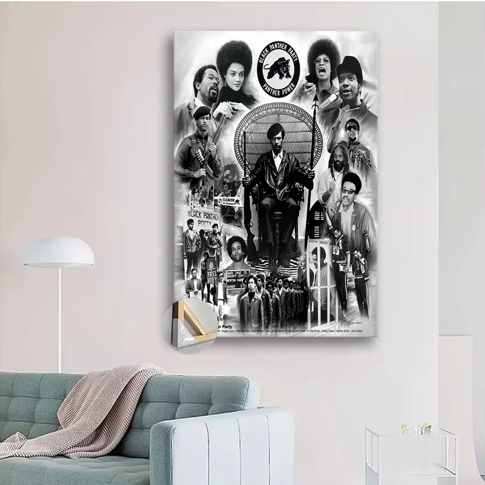1pc Wooden Framed Huey Newton Freds Hampton poster for Living Room, Bedroom, Kitchen, and Office Decor
