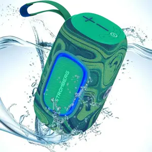 Powerful Bluetooth Speaker Box with Colorful Breathing LED Light Independent Bass Unit FM Radio Fabric Texture Wavy Pattern More Function Keys for Easy Use Portable Design