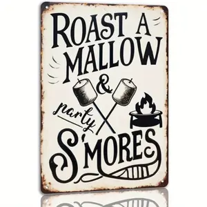 Vintage S'Mores Campfire Metal Sign - 8X12 Inch Retro Outdoor Party Decor For Patio, Porch & Yard