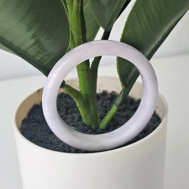 Size 56.6mm - Burma Jadeite Bangle, Lavender/White/Green - CERTIFICATE INCLUDED