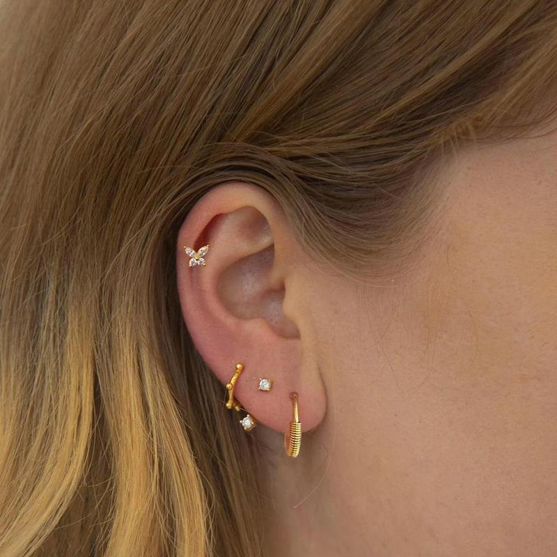 925 Sterling Silver 18K Gold CZ Butterfly Screw Back Stud Earrings for Women Cartilage Tragus Earlobe Conch Piercing Jewelry 925 Sterling Silver 18K Gold CZ Butterfly Screw Back Stud Earrings for Women Cartilage Tragus Earlobe Conch Piercing Jewelry