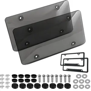 2 Pack License Plate Frames Stainless Steel Universal Fit for US Vehicles 4 Holes Design Does Not Block Plate Information