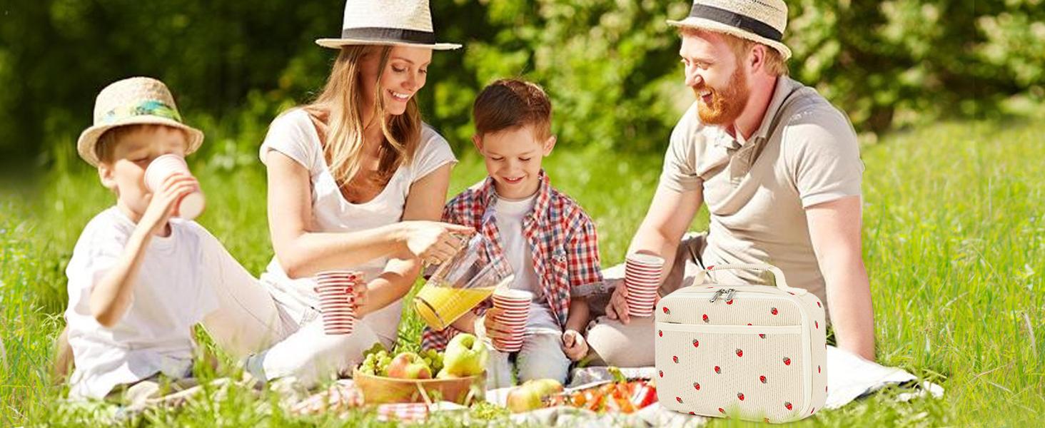 Insulated Lunch Bag for Girls & Boys, Corduroy School Lunch Box with Cooler & Organizer Compartments, Leak-Proof Lunch Tote for School, Travel