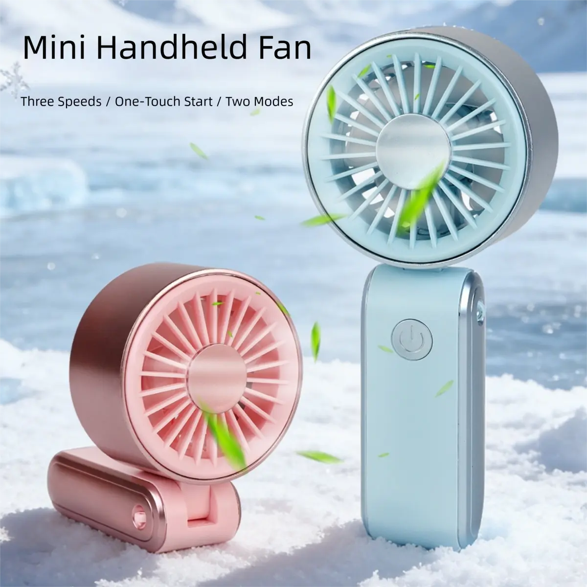 MAISIKE Foldable Handheld Fan - Rechargeable Cordless, 3-Speed Airflow, With Lanyard, Car Interior Accessory for Kids