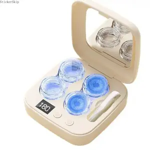 2026 Ultrasonic Rechargeable Contact Lens Cleaner – Portable Lens Cleaning Case with Vanity Mirror, Deep Cleaning for Daily Use, Travel, Sports, Home & On-the-Go Eye Care