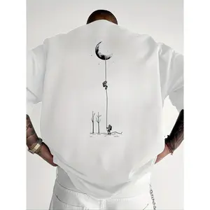 Men's Simple Fashion Positive Slogan Print T-Shirt, Street Style Summer Fitted Tee, Moderate Fabric Thickness, Casual Wear, Streetwear