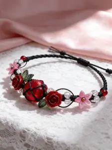 Rose Crystal Bracelet, Boho Style, Elegant Handmade Floral Design, Perfect for Daily Wear, Parties, Holidays, Gifts