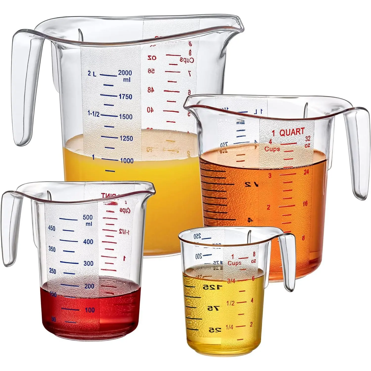 - Melissa - Unbreakable Plastic Measuring Cups (4- Set), -Grade Measuring Jugs, 1/2/4/8-Cup Capacity, Stackable and Dishwasher-Safe,  for Oil, Vinegar, Flour, More