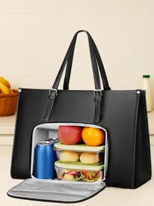 Lunch Bag Set, New Insulated Simple Fashion Computer Handbag, Practical Large Capacity Travel Lunch Compartment Thermal Bag Reusable Lunch Bag